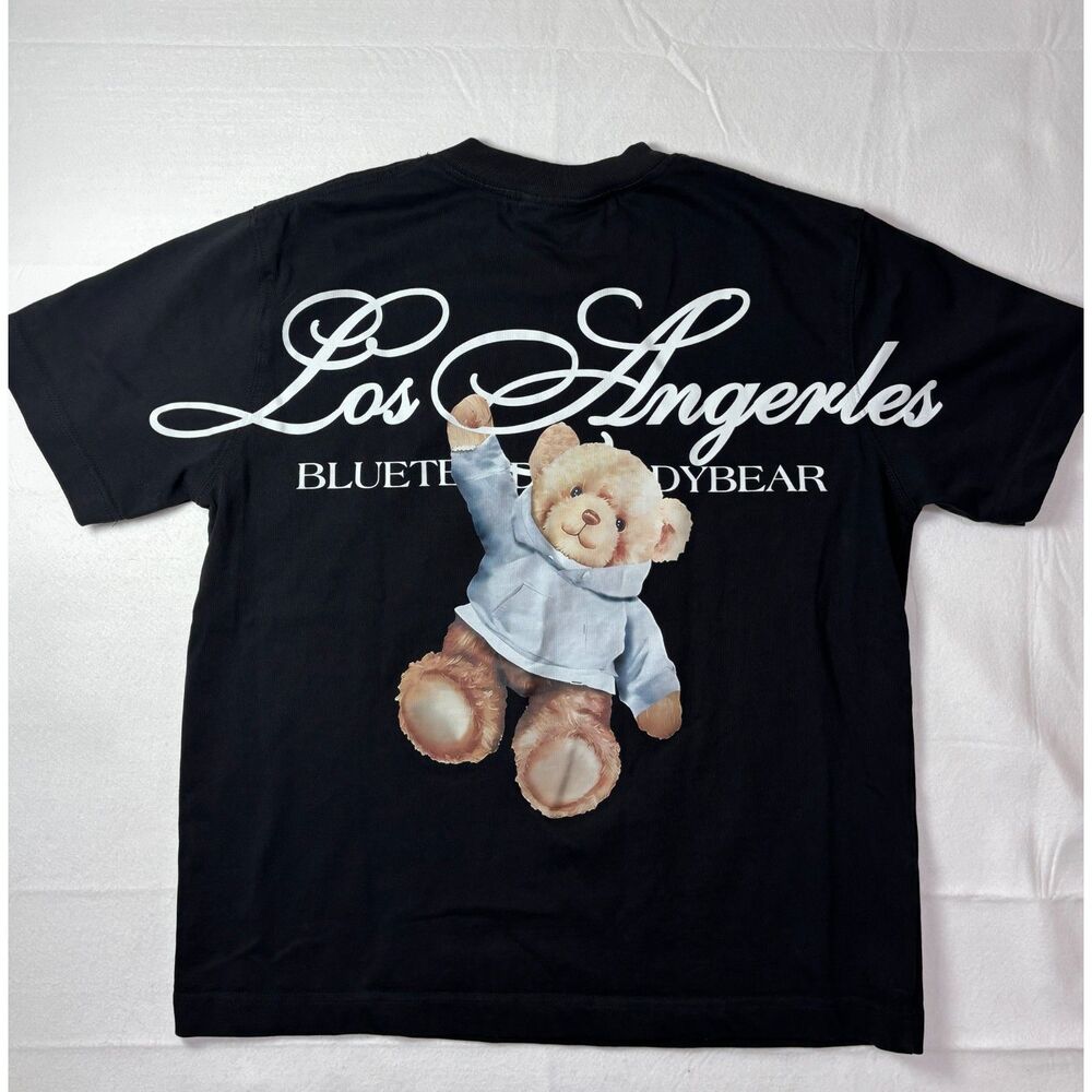Highlight Los Angeles Blue Teddy Bear Graphic T-Shirt Black Streetwear Men M